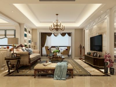 海骏达蜀都一号148㎡四居室美式风格装修案例