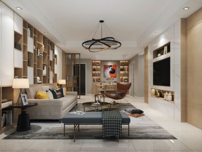 高地128㎡三居室现代风格装修案例