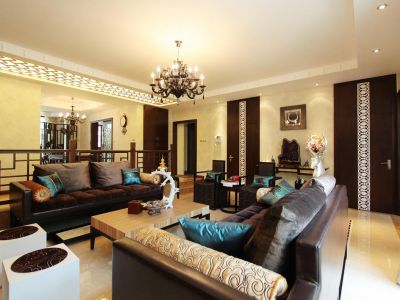 和泓半山时尚中式160平米别墅装修案例