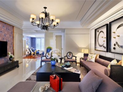 棠湖泊林城98平米新中式风格二居装修案例