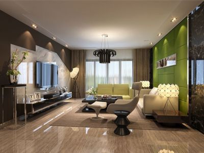 琥珀名郡95平米现代三居室装修案例