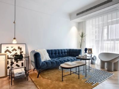 鲁能星城外滩现代风格76平米三居室装修效果图案例