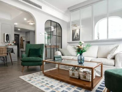 公园九里美式风格120平米三居室装修效果图案例