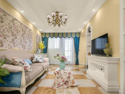 融创玖棠府田园风格114平米三室两厅装修案例