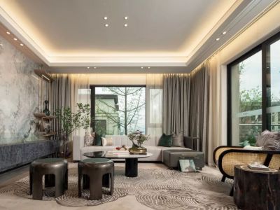 恒大翡翠湾新中式风格372平米装修案例