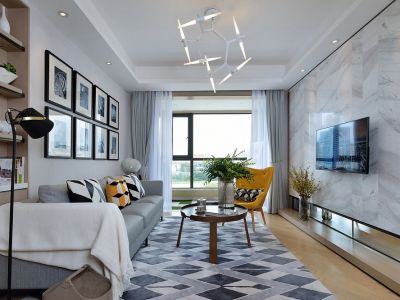 恒大御景轻奢风格110平米三室两厅装修案例