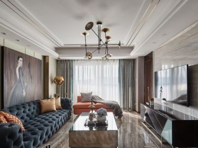 荣盛华府混搭风格150平米四居室装修设计案例