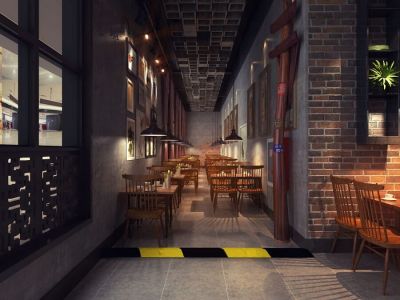 餐厅新中式风格350平米装修案例