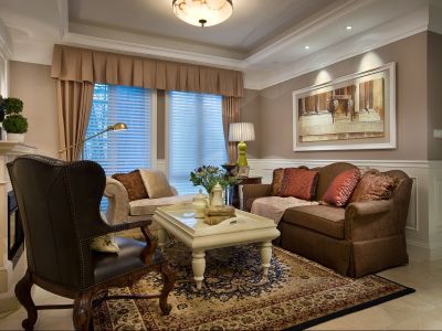 世茂璀璨天玺美式风格105平米三室两厅装修案例