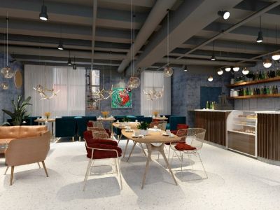 160㎡简约+撞色咖啡厅装修案例