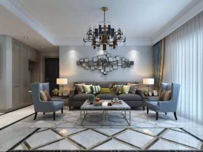 远洋·合能·枫丹江屿欧式风格140平米三居室装修效果图案例