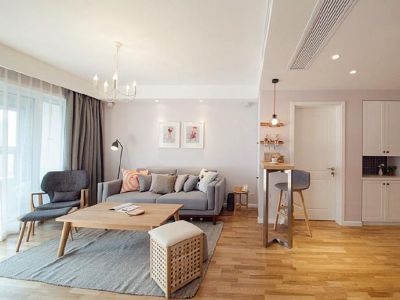 保利林语溪一期现代风格89平米三居室装修案例