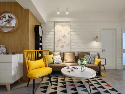 锦绣东方北欧风格103平米三居室装修案例