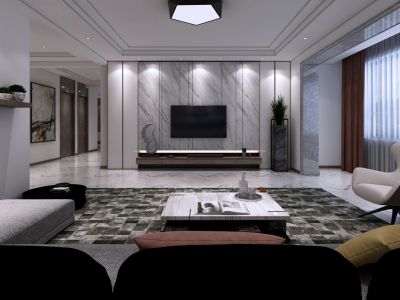 营口林昌第五郡现代风格190平三居室装修案例