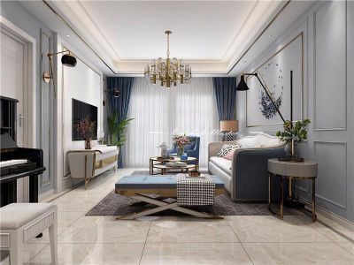 融创观玺台112平米美式轻奢风格三居装修案例