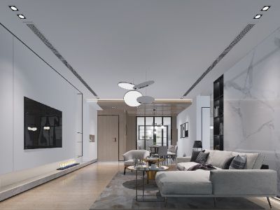 恒大悦府平层196平现代风格装修案例