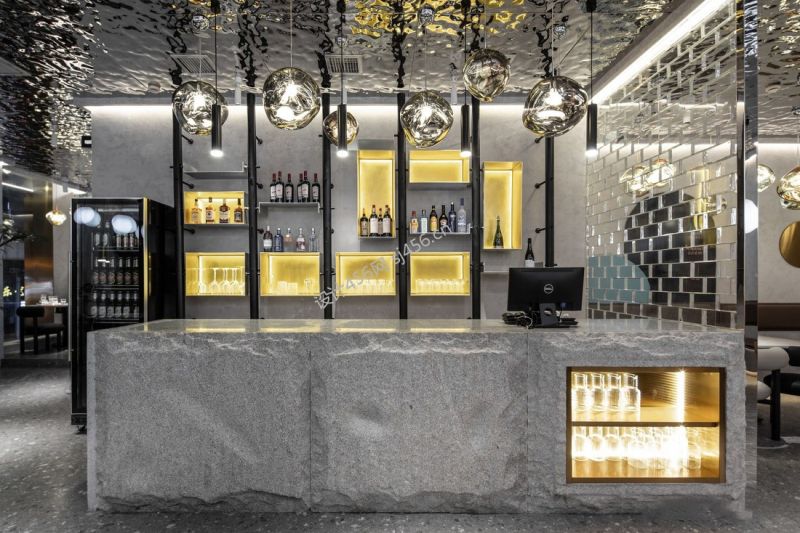 轻奢风格900平米火锅店收银台装修效果图