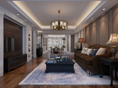 商鼎国际200平米四室户美式风格装修案例