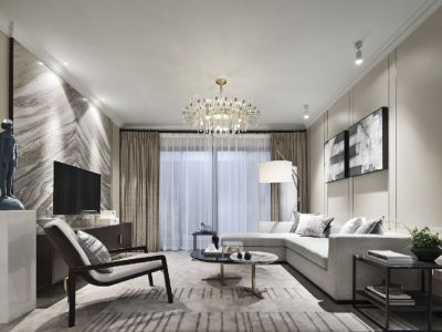 泷悦华府现代风格127平米三居室装修设计效果图案例