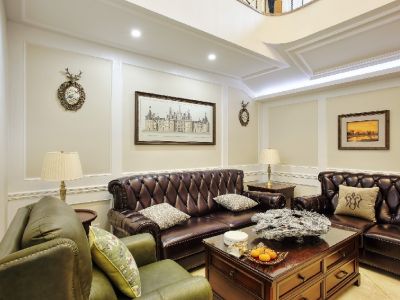 广慧汇丰源180平复式豪宅美式经典风格装修效果图