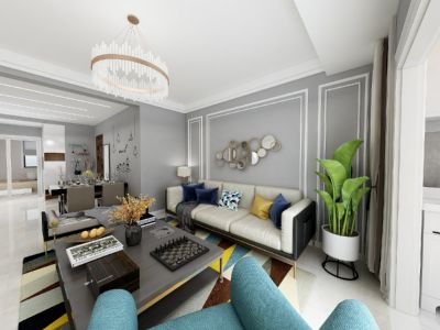 莱茵小城94平米现代风格装修案例