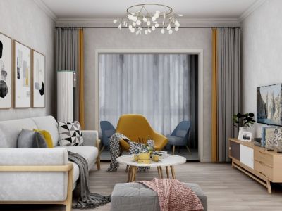 紫薇生态城87平米北欧风格装修案例