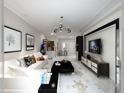 群贤道九号112平米现代三居室装修案例