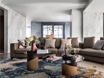 万科翡翠国宾190平米美式轻奢平层装修案例