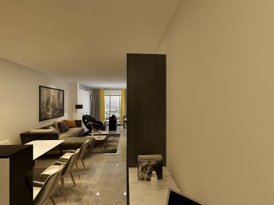 华彩城107平米现代三居室装修案例