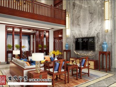 天恒乐墅200平米轻奢新中式风格别墅装修案例