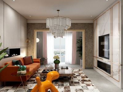 绿地生态城三居117平现代风格装修案例