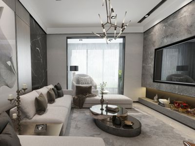 绿地新里·格林公馆现代风格113平米三居室装修案例