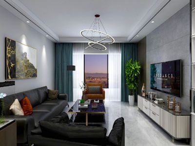 绿城春江花月现代风格88平米二居室装修案例