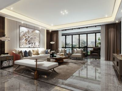 万科金域华府平层148平新中式风格装修案例