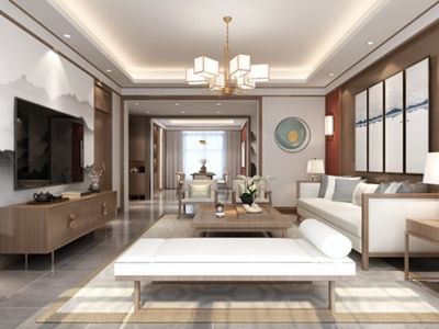 金花公寓四居125平新中式风格装修案例