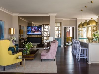 芳群公寓120平三居室混搭风格装修案例