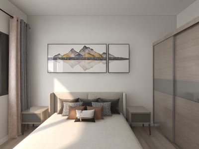 华彩城现代风格116平米三居室装修案例