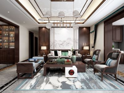 紫薇永和坊别墅260平中式风格装修案例