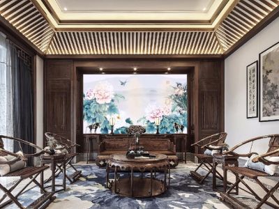 蓝光公园华府243平米中式风格别墅装修案例
