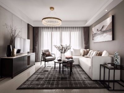 绿地曲江名城110平米现代中式三居室装修案例