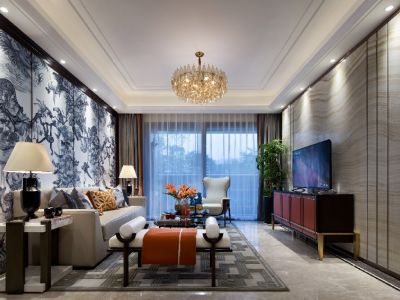 高山流水幸福快车101㎡现代中式混搭三居室装修案例