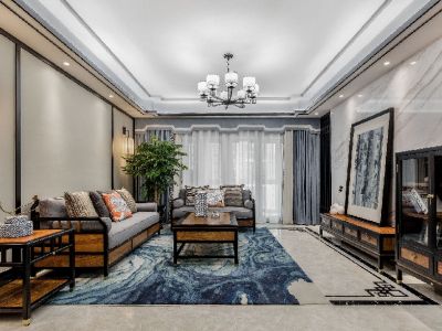 中贸广场140平米新中式风格三居室装修案例