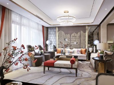 融鑫园小区119平米新中式风格复式装修案例