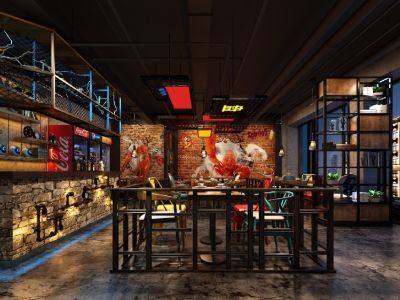 350平混搭风格火锅店装修案例