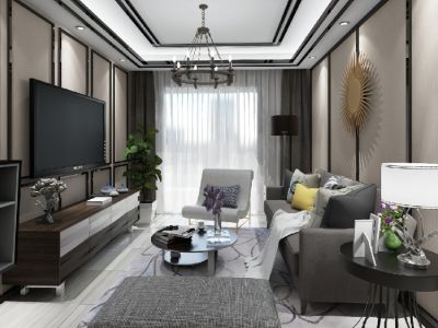 乐华城翠缇学府简约风格68平米一居室装修案例