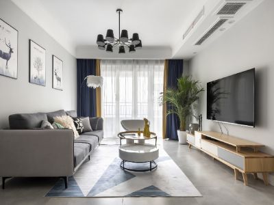 先河国际社区北欧风格105平米三居室装修案例