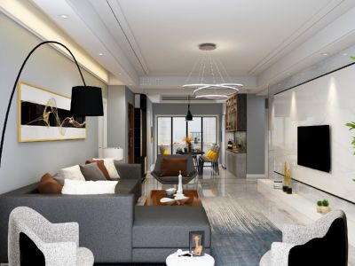 中海御湖三居124平现代风格装修案例