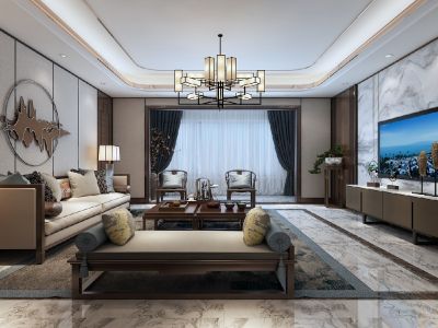 盛世长安136平方四居新中式风格装修案例