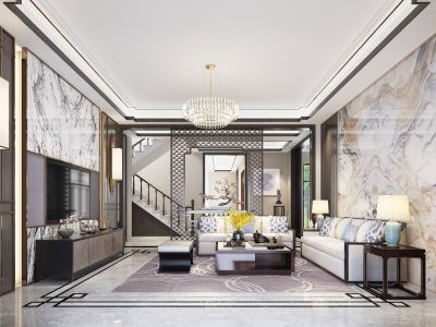 棠颂别墅新中式风格270平米别墅装修案例