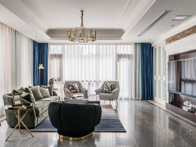 景粼原著轻奢风格266平米别墅装修案例